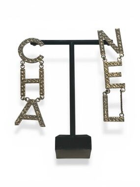 Chanel Authentic Crystal Cha-Nel Drop Earrings